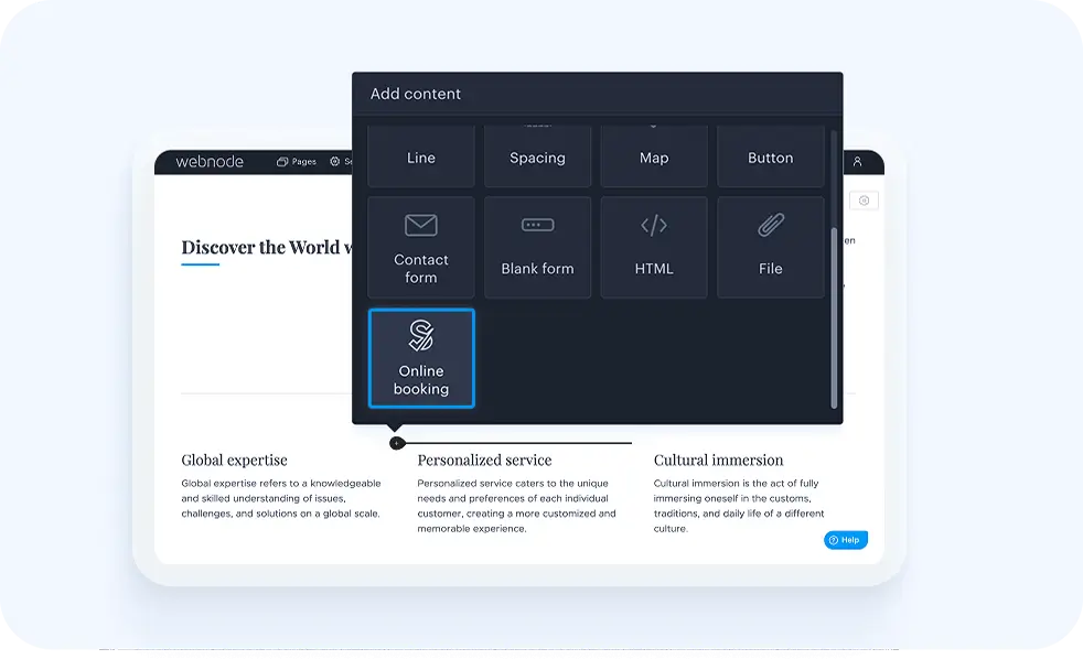 3. Customize & add “Online Booking”