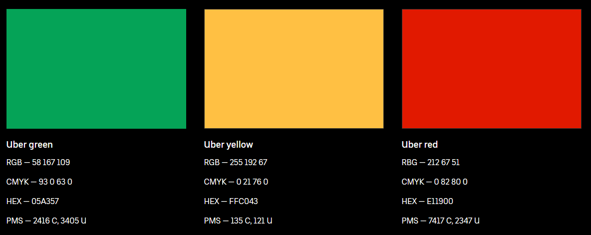 Colores secundarios de Uber