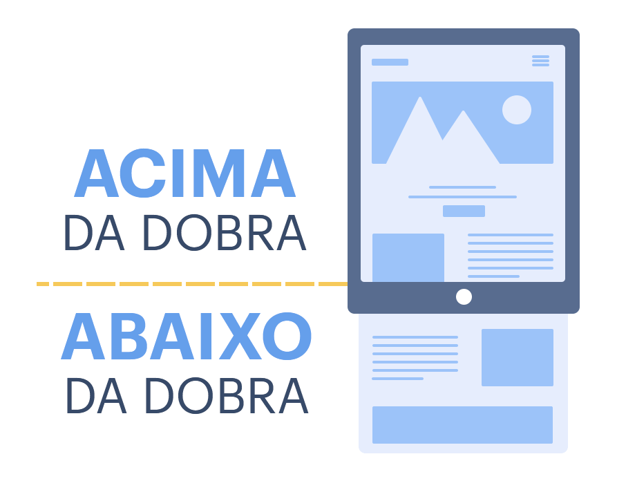 Esquema da dobra na página inicial