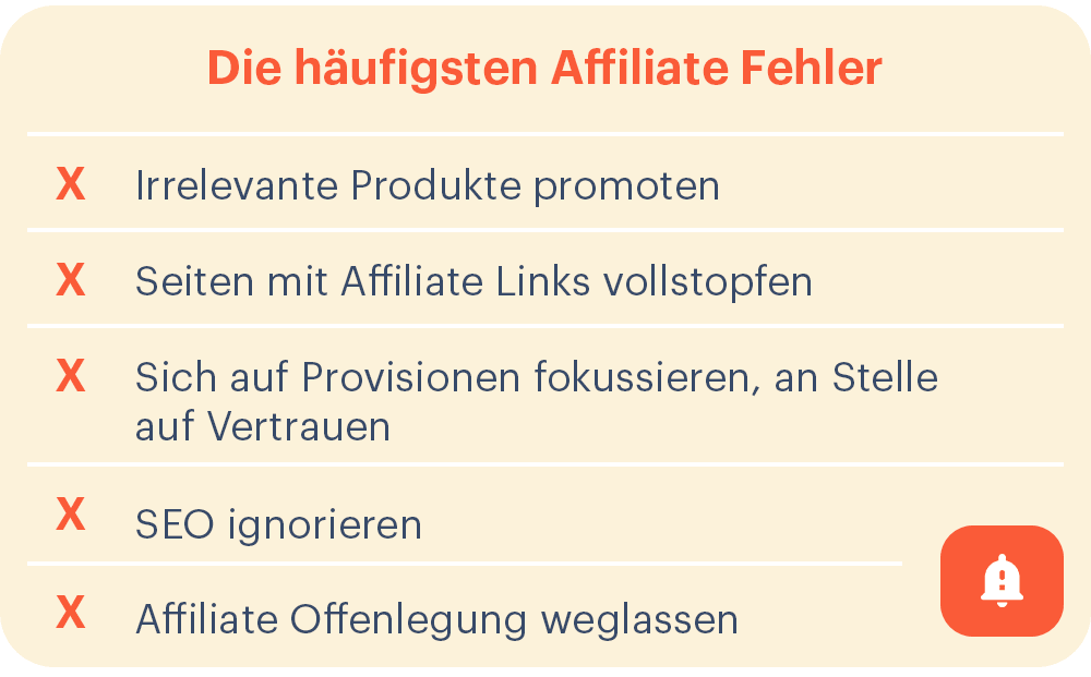 Häufigsten Affiliate Fehler als Performance Marketer