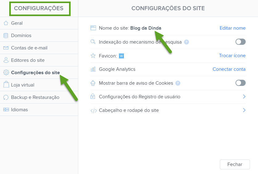 SEO - Alterando nome do site no editor Webnode