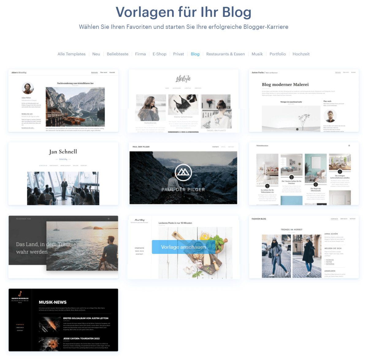 Webnode Blog Vorlagen