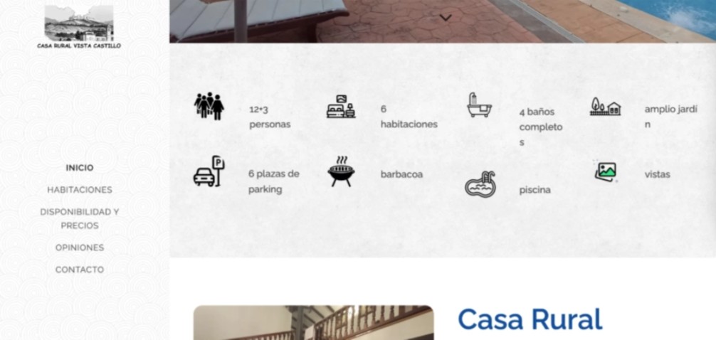 Capture d'écran d'un site web réalisé avec Webnode montrant comment les images peuvent faciliter la consultation rapide des sites web d'hôtels.