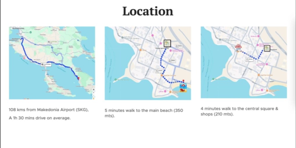 La capture d'écran montre des cartes sur un site web d'hôtel réalisé avec Webnode.