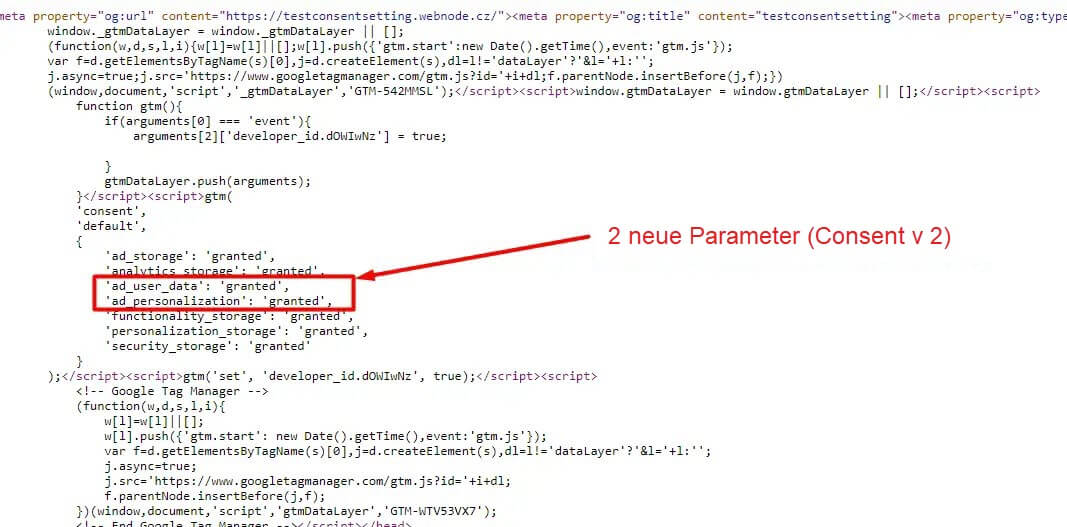 Google Consent Mode Parameter