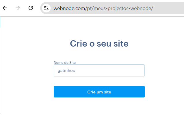 Criação de um site na Webnode