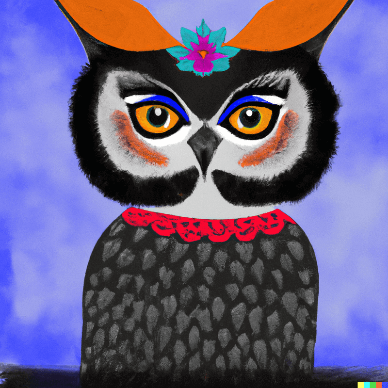 フクロウに扮したフリーダ・カーロ。