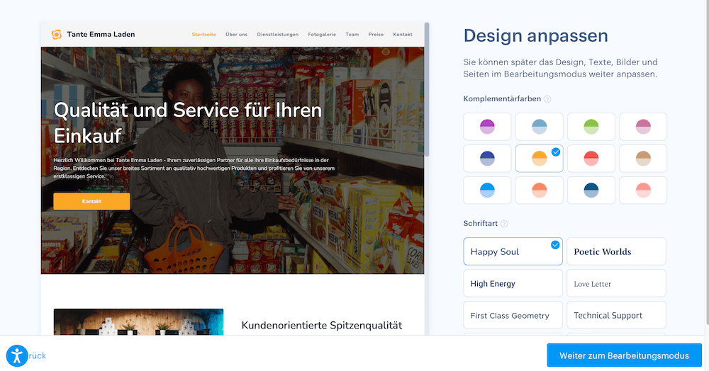 Website Design im Webnode Editor anpassen