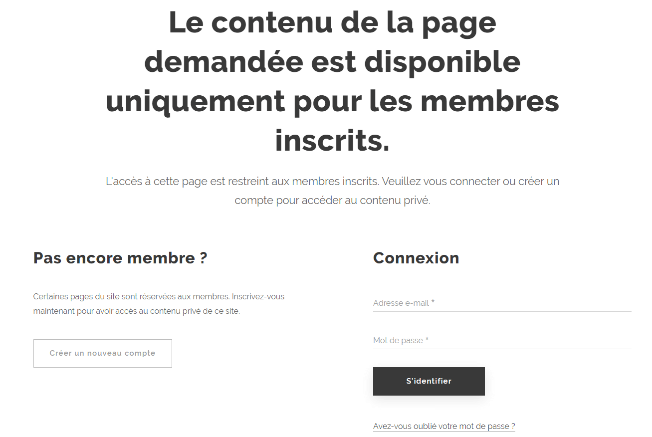 Espace membre Webnode
