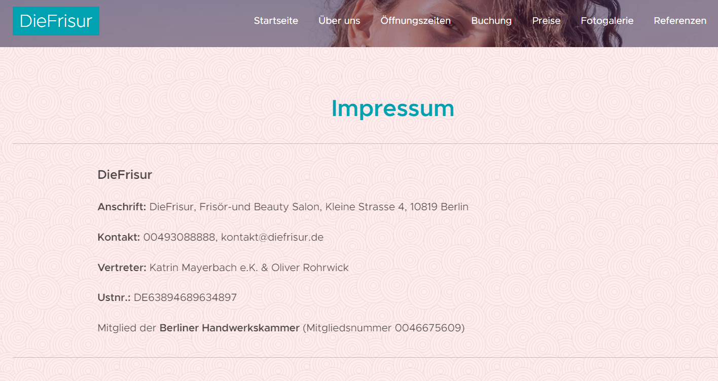 Impressum Website