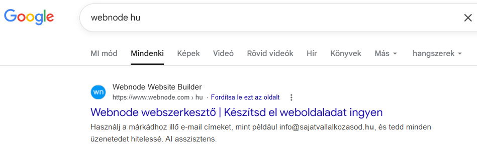 Keresési snippet példa a Google találatokból