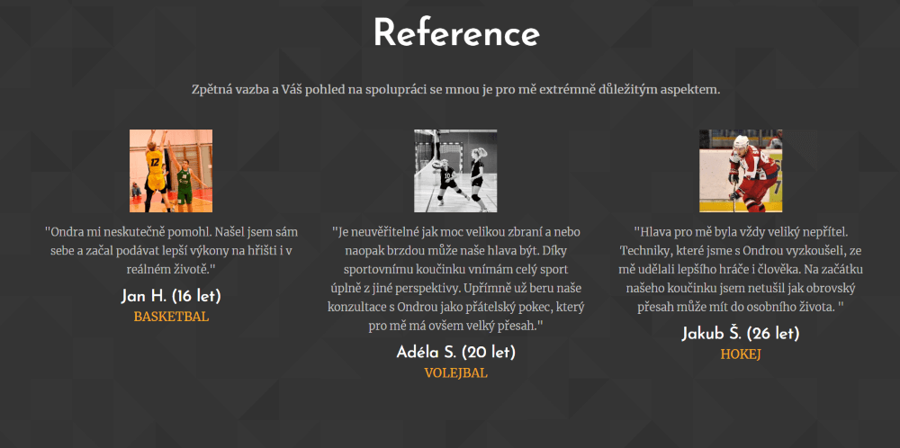 Beispiel von Kundenrezessionen einer Coaching Website eines Webnode Nutzers