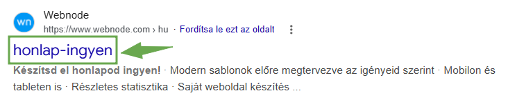 Meta cím példa a Google találati oldalán