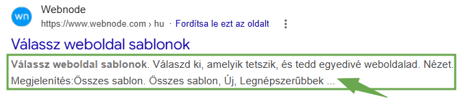 Meta leírás példa a Google keresési találatokban