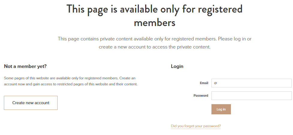 Mitglieder-Login Formular bei Webnode