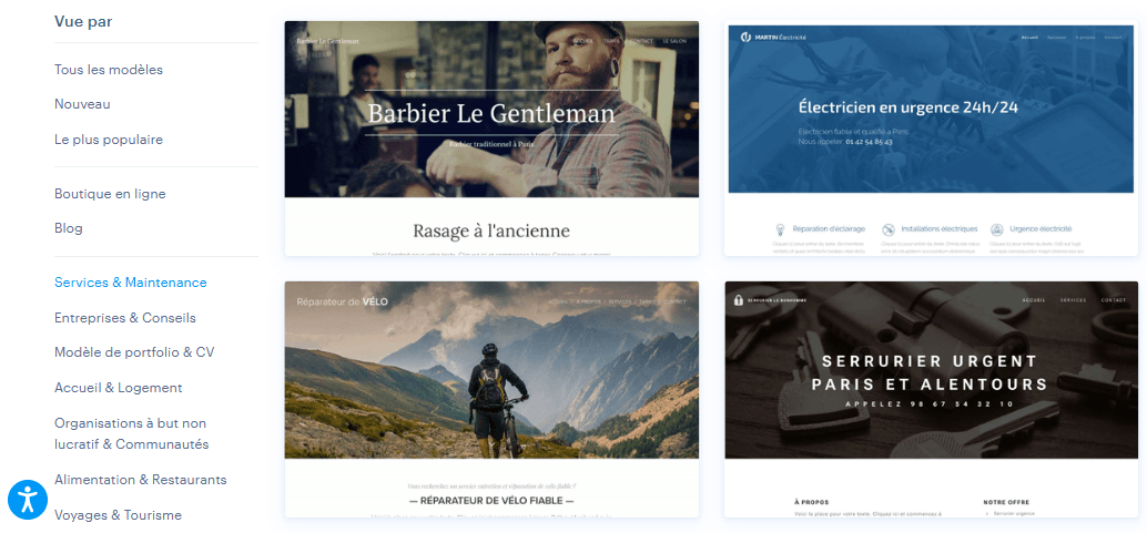 Modèles de sites web Webnode Services et Maintenance