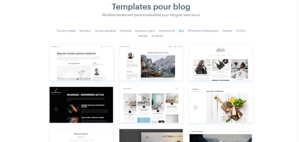 Nos différents modèles de Blog