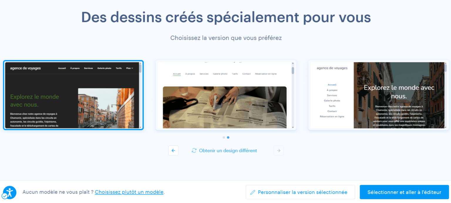 Modèles pour agences de voyages générés par l'IA
