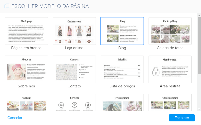Categoria de blog na Webnode