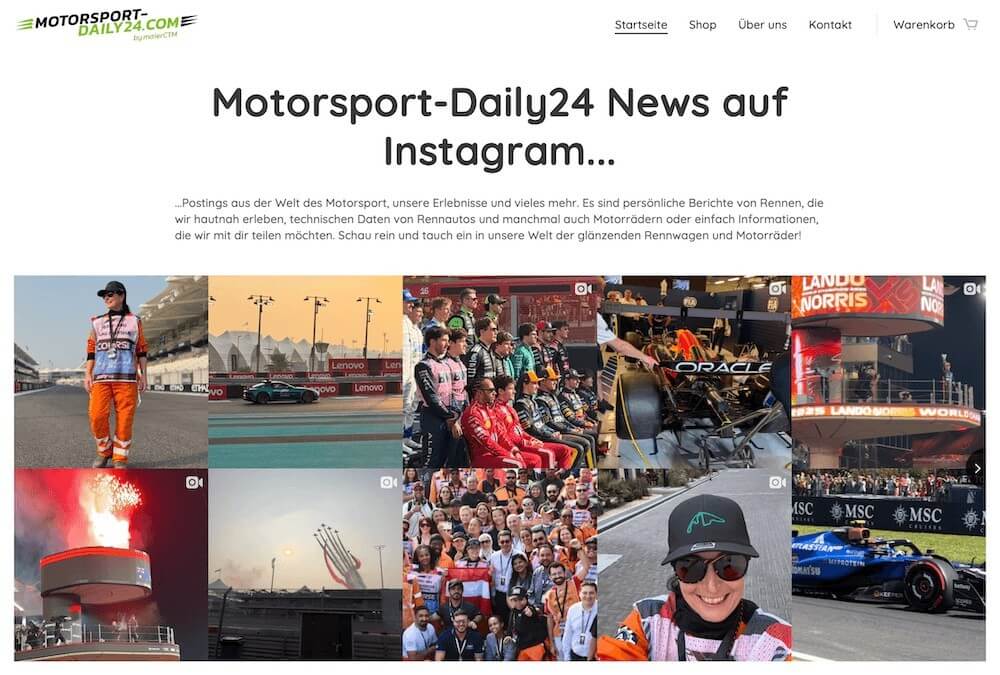 Beispiel für eine Unternehmerin Website Motorsportdaily