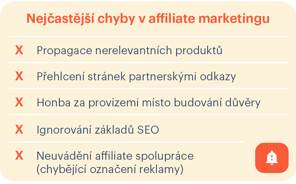 Seznam nejčastějších chyb v affiliate marketingu