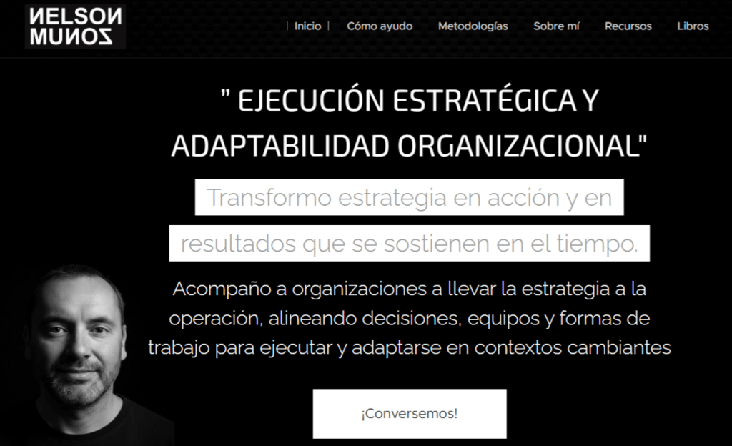 Ejemplo de página web personal creada con Webnode: sitio de freelancer Nelson Munoz