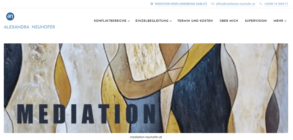 Beispiel für Unternehmerin Website im Bereich Gesundheit