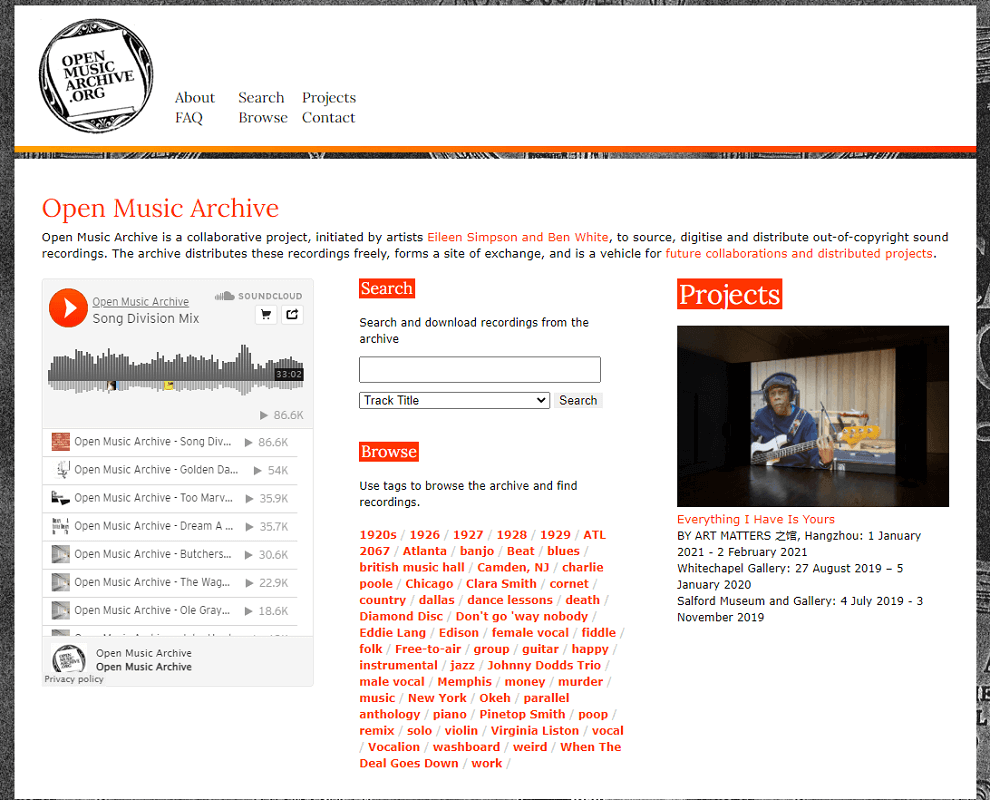 Open Music Archive – gravações sem direitos autorais