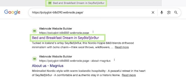 How a page title appears as a clickable link in Google search results.