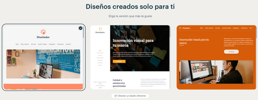 Plantillas web sugeridas por el generador de sitios web con IA de Webnode