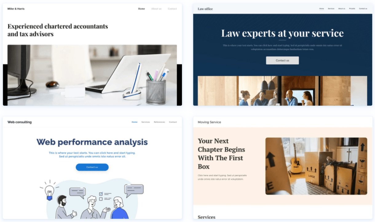 Small business website templates for service-based professionals by Webnode