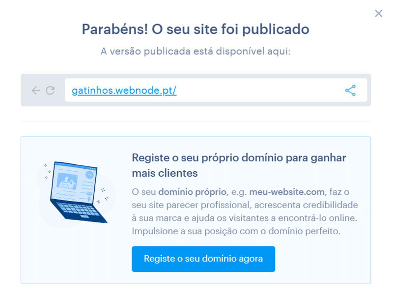 Site criado num subdomínio Webnode
