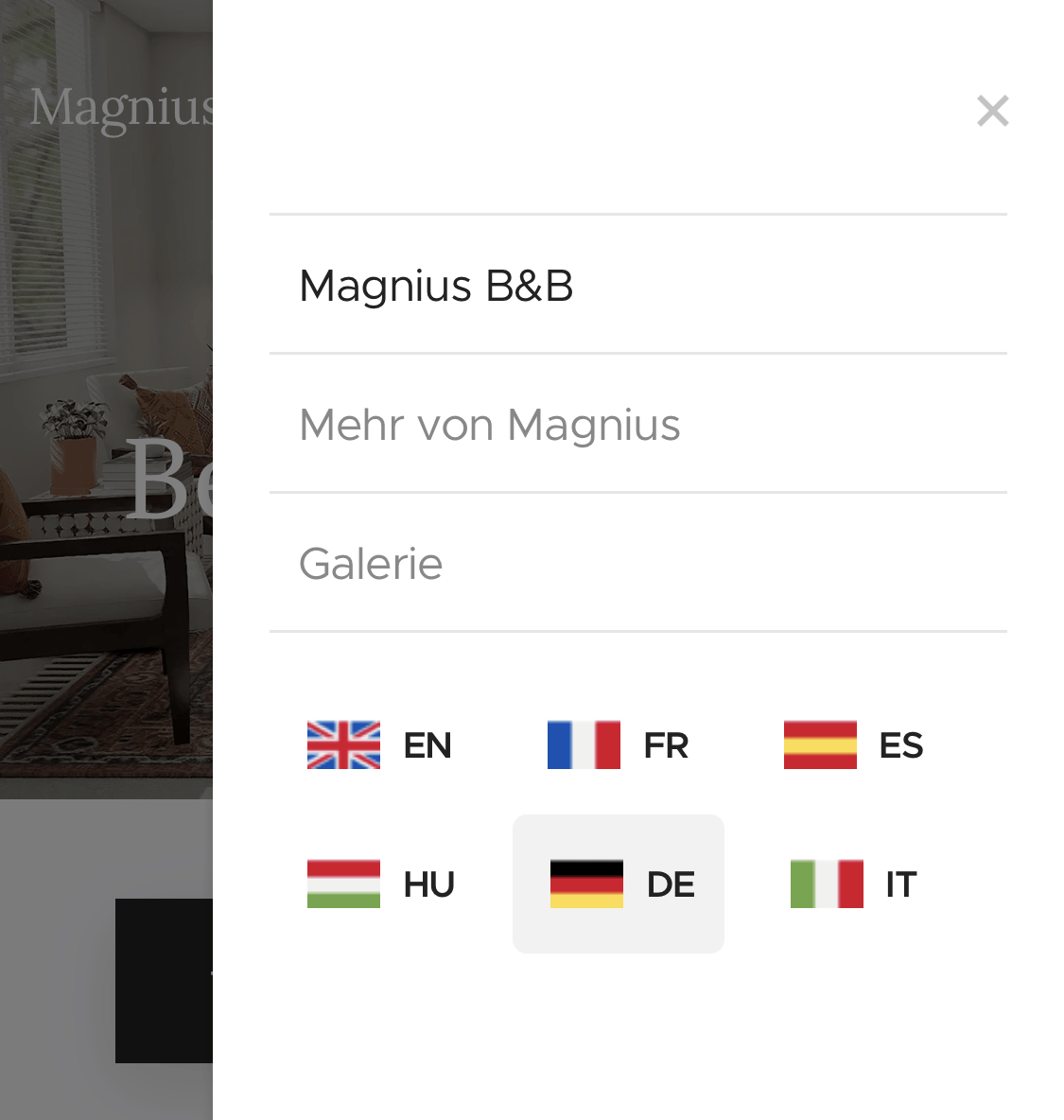 Sprachschalter in der mobilen Version der Website