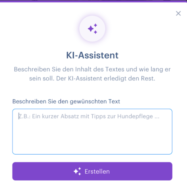 Webnodes KI-Assistent, um Texte zu schreiben und das Website Layout zu verändern.
