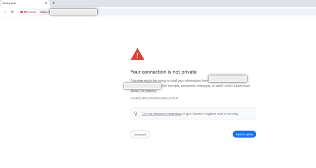 Website with an Invalid SSL Certificate.