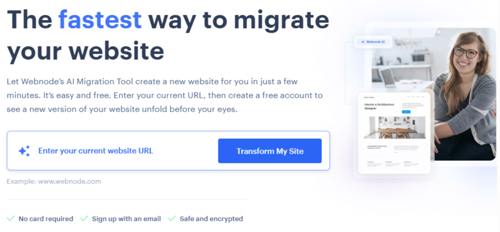 AI website migration tool to Webnode