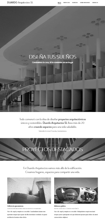Página de inicio de un estudio de arquitectura
