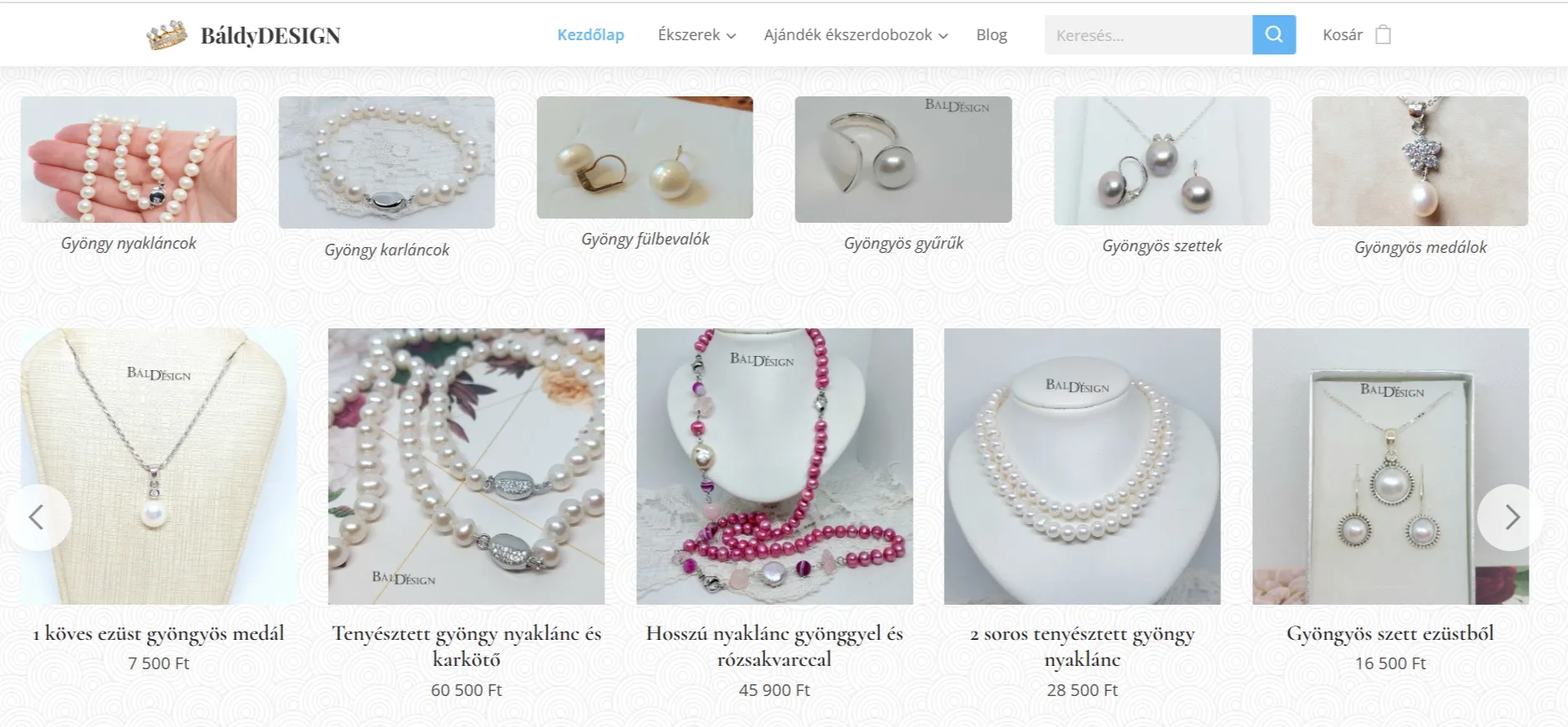 Example of online store built on Webnode