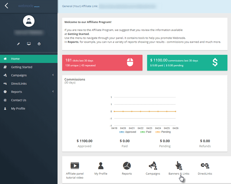 Webnode Affiliate főoldal
