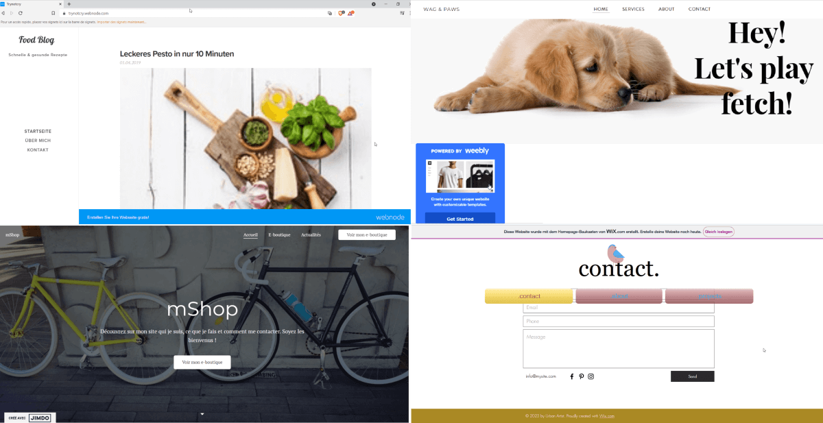 Different banner ads for different website-builders