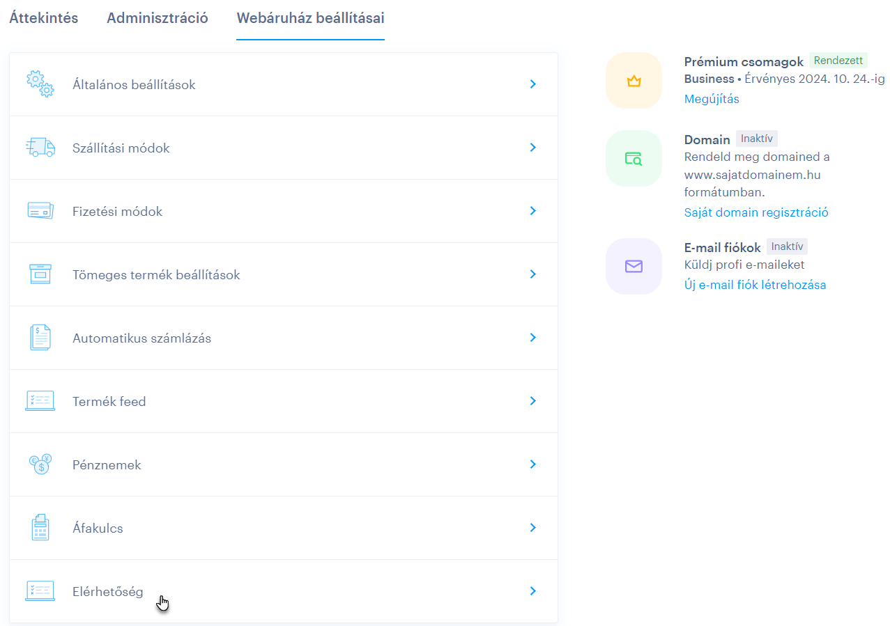 A webáruházad címének megváltoztatása a Webnode rendszerének beállításaiban