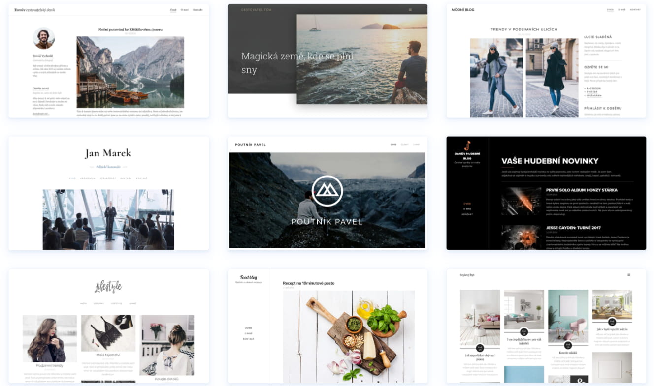 Šablony blogů od Webnode:
Design i funkce navržené pro pohodlné blogování