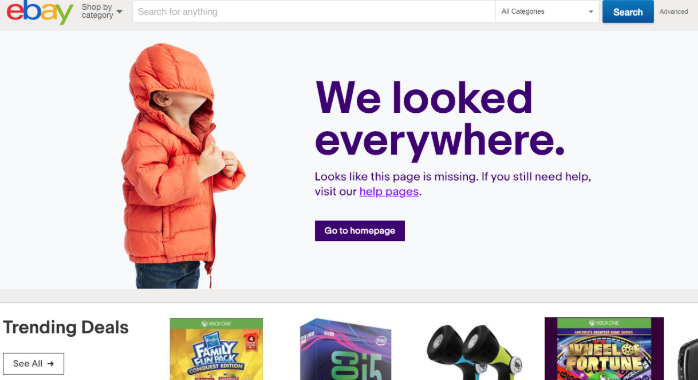 Example of a great error page from Ebay