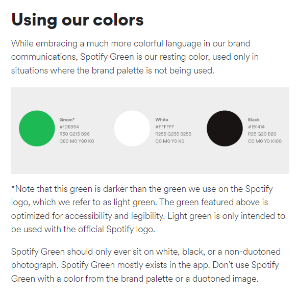 Wie die Farben von Spotify verwendet werden sollen
