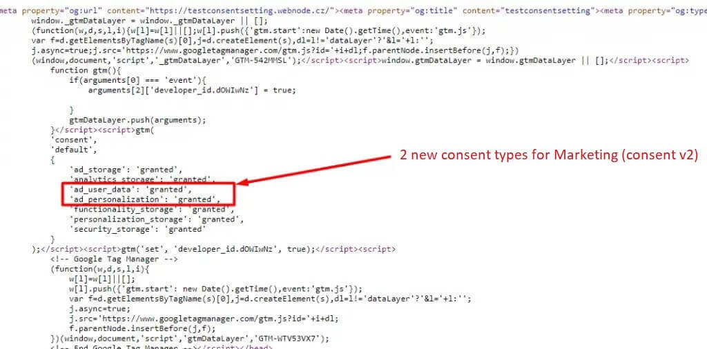 Parametri consent mode: ad_user_data e ad_personalization