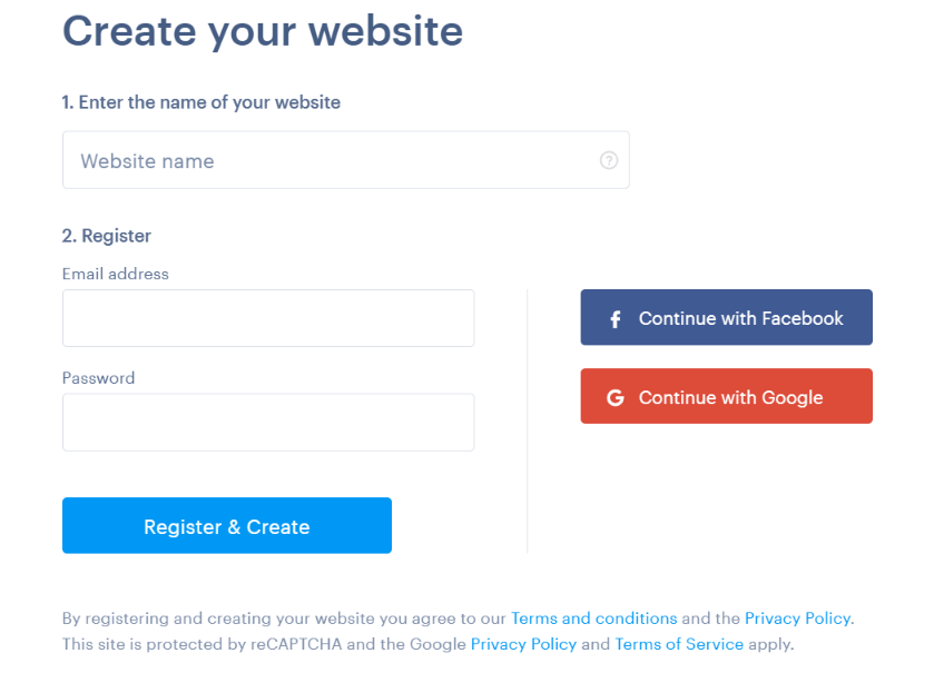 How to register a website in Webnode