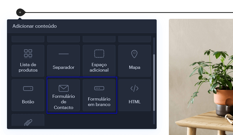 Adicione um formulário no editor Webnode