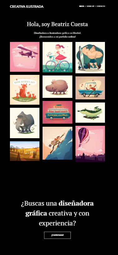Ejemplo de un portafolio de ilustrador y diseñador