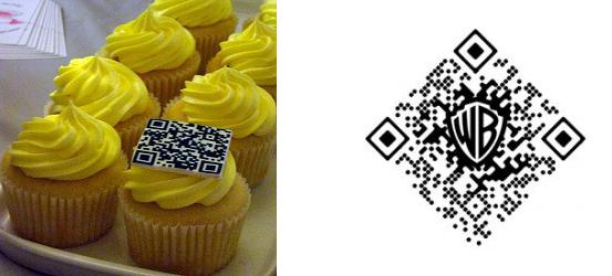 Examples of various placement and appearance of QR codes