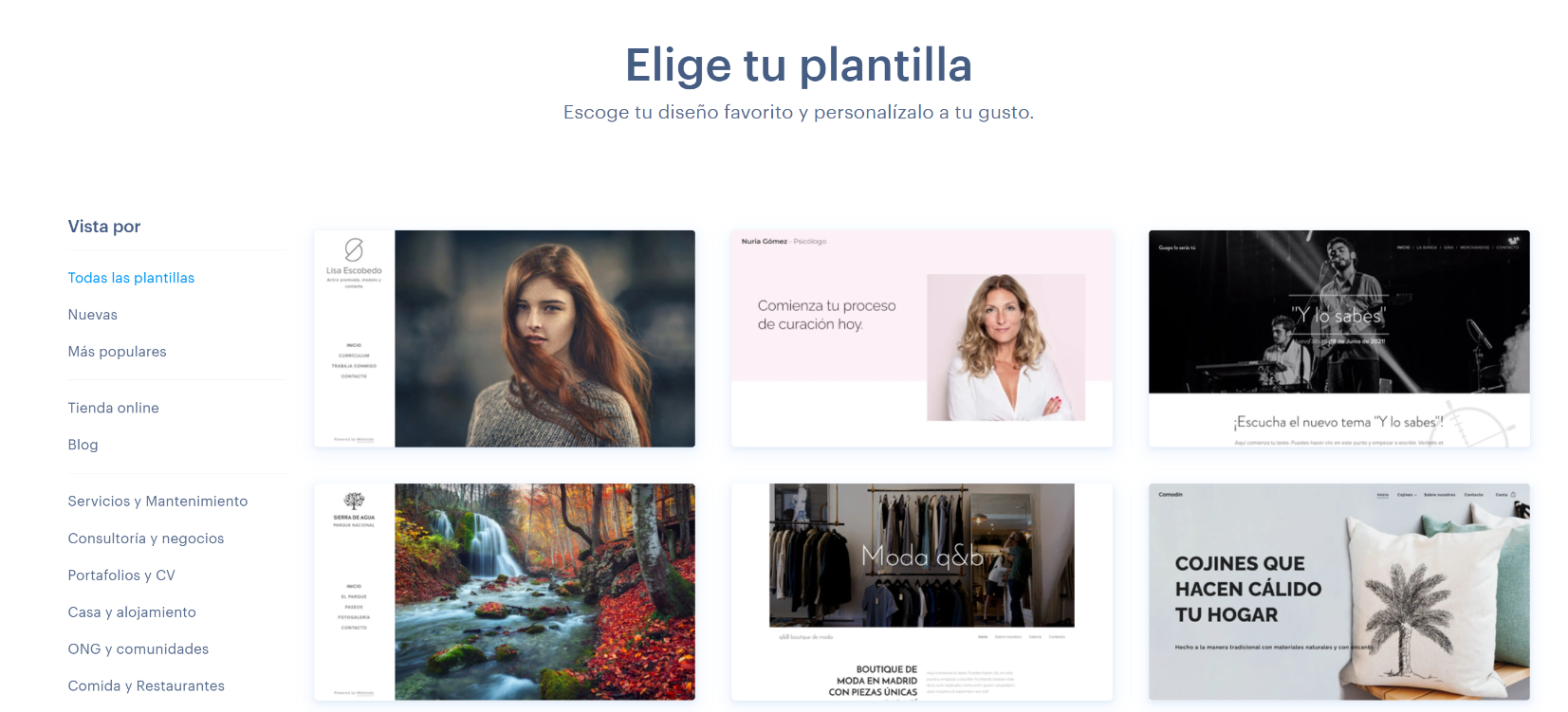 Webnode plantillas